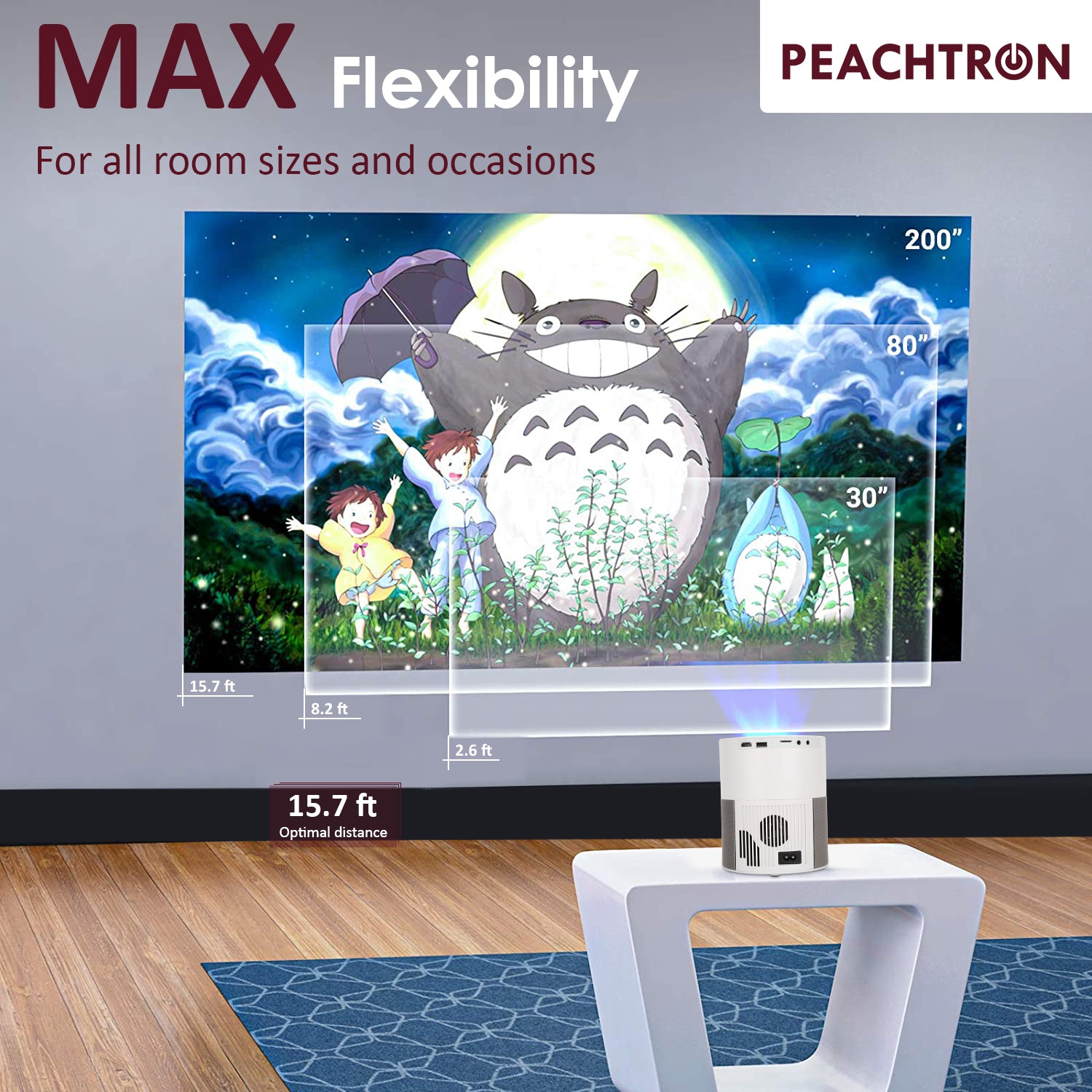 PEACHTRON MAX 1080P Projector With 4K support